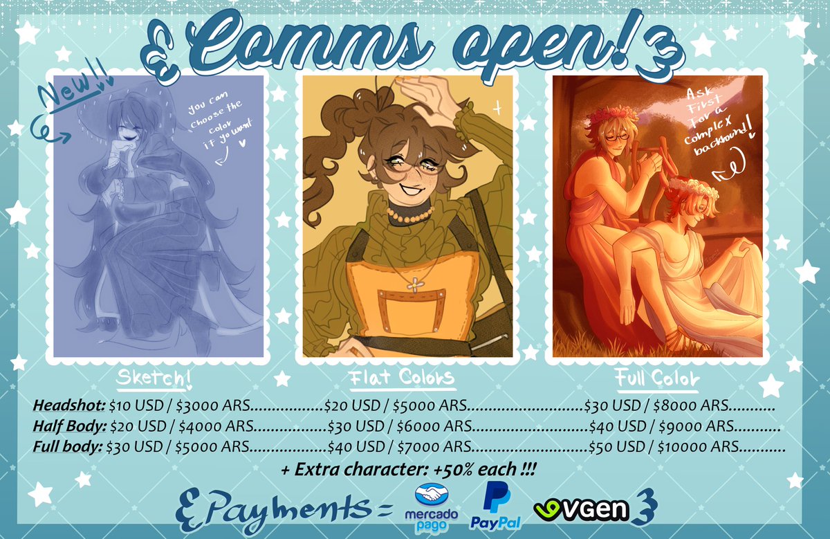 BitterSweetFran's tweet image. #ArtCommissions #CommissionsOpen #ComisionesAbiertas #VgenComms #VGenComm
HELLO!!!🩵🩵
I opened my comms again and i added sketches now!!
I need to save money for Uni🙏 soooo
Tysm
T&S AND VGEN BELOW!!!