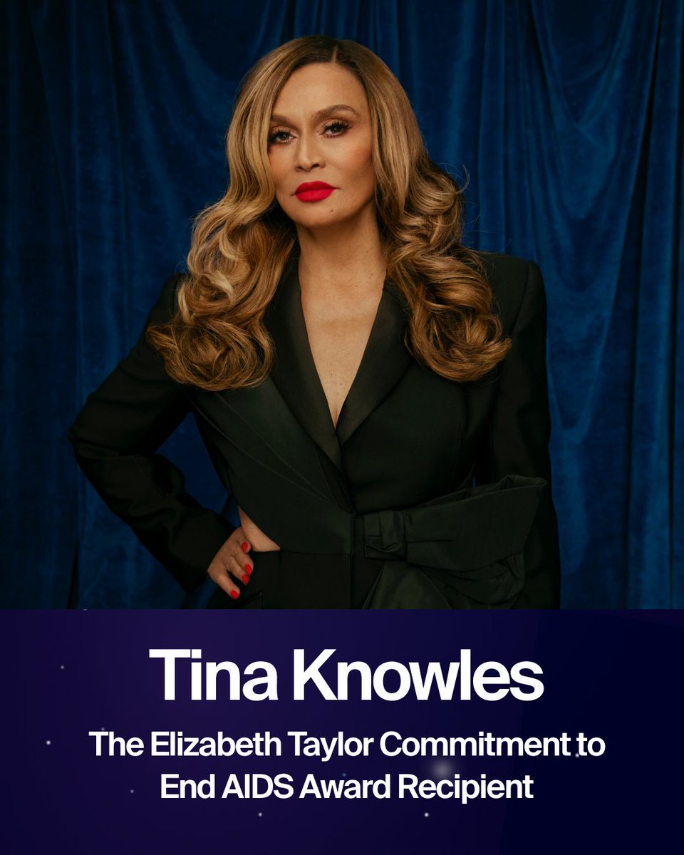 (1/2) We are proud to present The Elizabeth Taylor Commitment to End AIDS Award to the extraordinary Tina Knowles — an American businesswoman, visionary fashion designer, art collector, New York Times best-selling author, and committed activist.