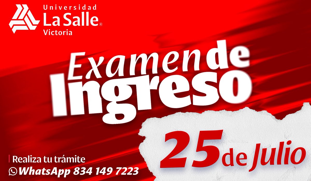 ¡Últimas fechas! 

Iniciamos clases el 18 de agosto 📚 

✍🏻 Realiza tu registro aquí: 

docs.google.com/forms/d/e/1FAI…

La Salle... ¡Profesionales con Valor!

#QuieroSerDeLaSalle #CdVictoria
