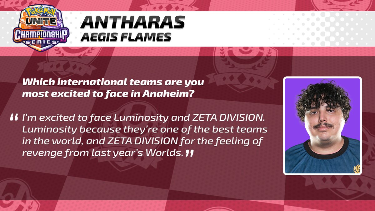 UniteEsports's tweet image. With experience from Worlds 2024, @Antharas_ is ready to burn bright with BR region representatives @aegisflames in Anaheim! 🔥
#PokemonUNITE | #UNITEesports