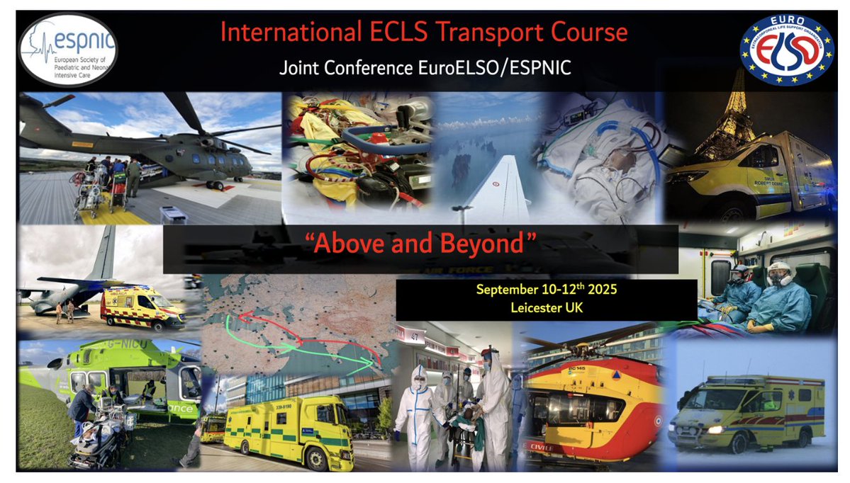 FOAMecmo's tweet image. 📢 International course on neonatal &amp; pediatric #ECMO transport, a joint @EuroELSO &amp; @ESPNIC_Society event!
🗓️ Sep 10-12, 2025
📌 Leicester, UK 🇬🇧
🔗 bit.ly/457tvYl
🎓 immersive didactic/hands-on workshop + high-fidelity simulation
Latest techniques/technology…