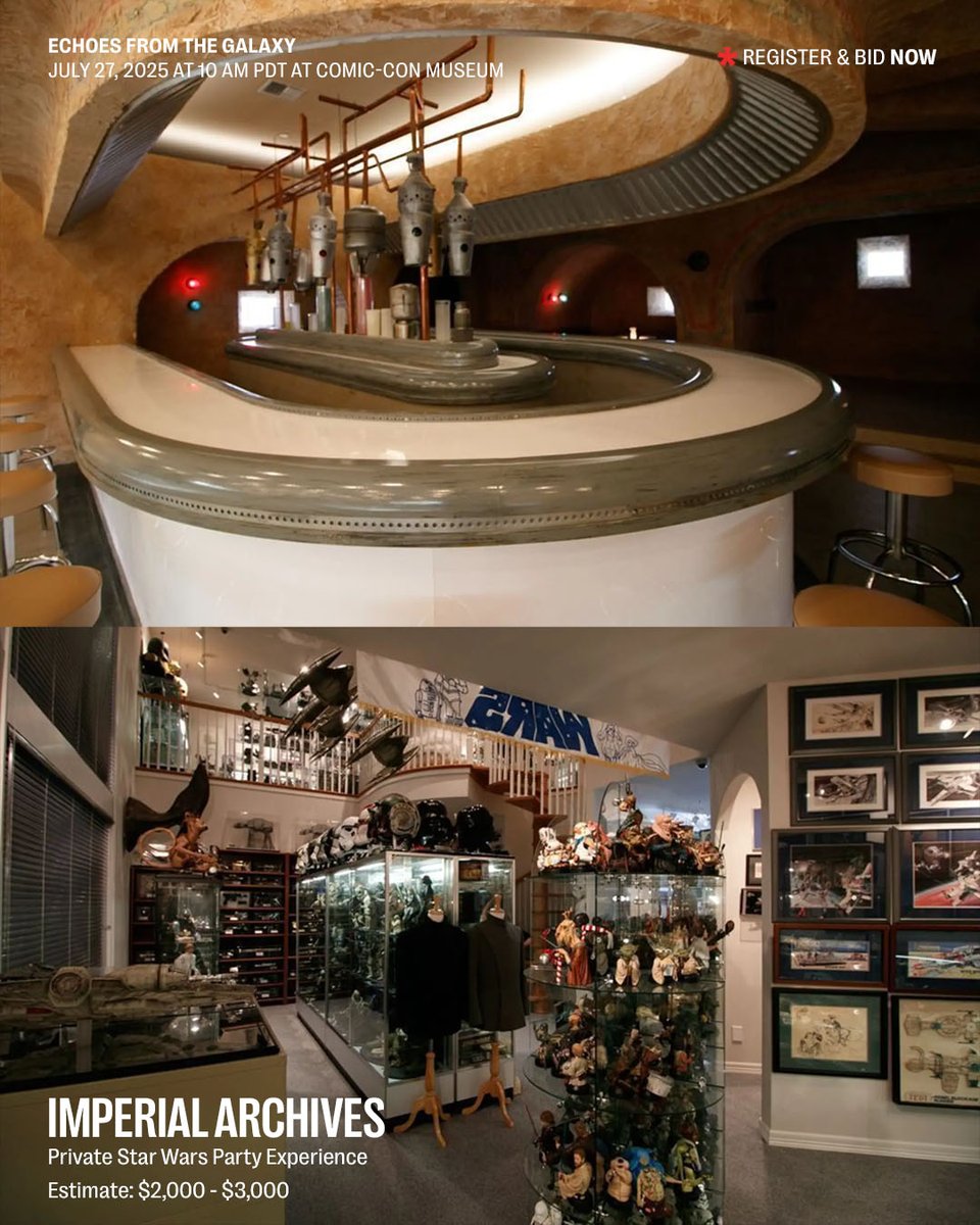 JuliensAuctions's tweet image. Star Wars collectors! Bid on the ultimate private party experience at Rancho Obi-Wan, Imperial Archives, Bobacabana, or Sithsonian! These EXCLUSIVE tours for up to 10 guests include special tour itineraries based on each museum's location, Skywalker Vineyards wine tasting and…