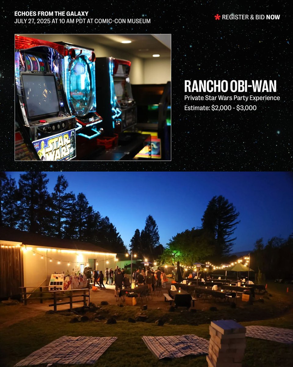 JuliensAuctions's tweet image. Star Wars collectors! Bid on the ultimate private party experience at Rancho Obi-Wan, Imperial Archives, Bobacabana, or Sithsonian! These EXCLUSIVE tours for up to 10 guests include special tour itineraries based on each museum's location, Skywalker Vineyards wine tasting and…