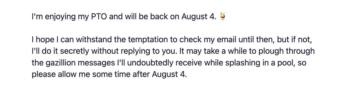 AmandaBPerino's tweet image. This ooo reply I just received is a reminder to everyone to take a vacation like a European once in awhile, and don&apos;t reply to work emails when you do.