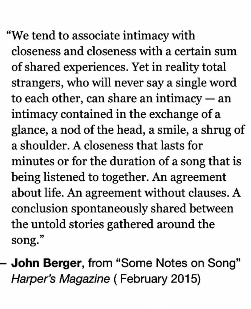 John Berger on intimacy: