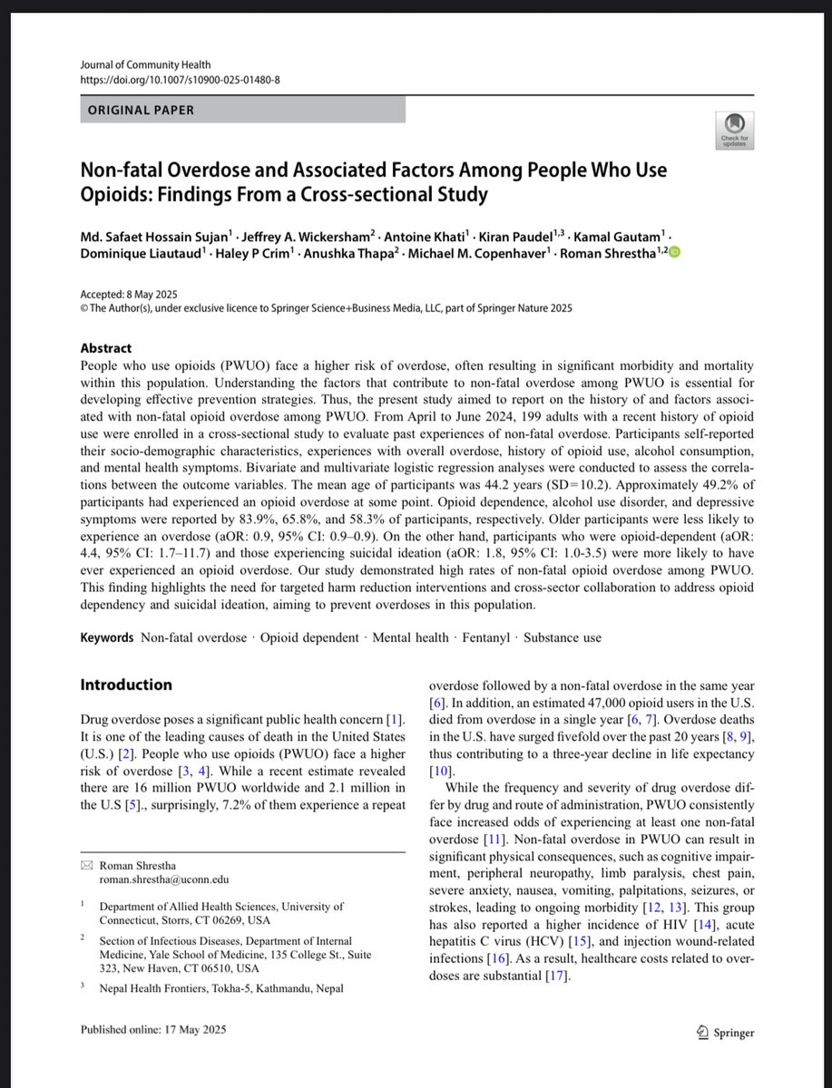 Excited to see our new opioid overdose study was just featured on UConn Today.
Read the full feature here: [lnkd.in/eGVSu-H4]
Article here: [lnkd.in/e3eZiMFN]