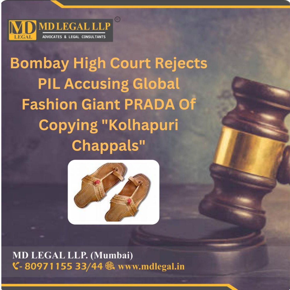 mdlegalllp's tweet image. *PIL Against Prada Copying Kolhapuri Chappals Dismissed — Bombay High Court* The Bombay High Court
 #BombayHC #GIProtection #KolhapuriChappal #Prada #CulturalHeritage #IntellectualProperty #LegalUpdate #ConstitutionalLaw #BrandRights