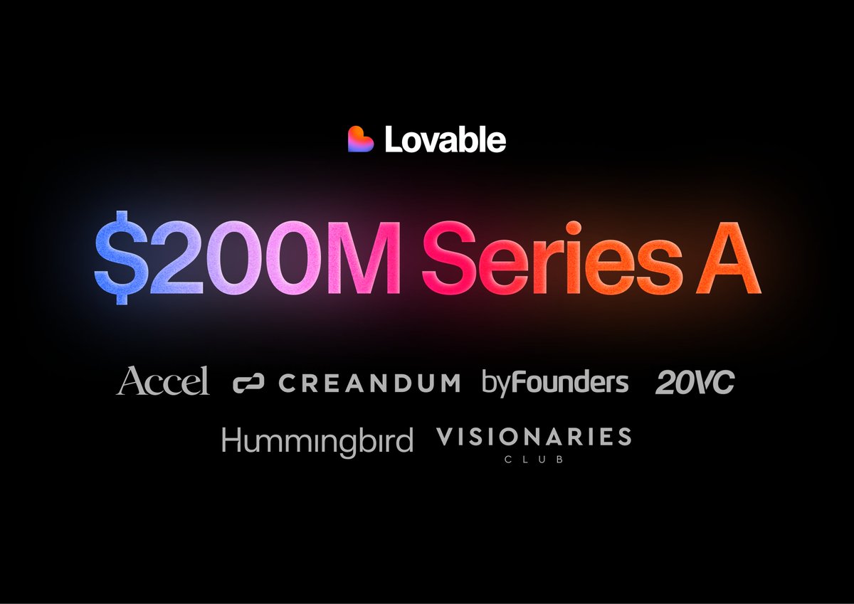 felixhhaas's tweet image. 𝗔𝗻𝗻𝗼𝘂𝗻𝗰𝗶𝗻𝗴 𝗼𝘂𝗿 $𝟮𝟬𝟬𝗠 𝗦𝗲𝗿𝗶𝗲𝘀 𝗔 🚀
I joined @lovable_dev 4 months ago and it’s been the craziest ride of my life.
It all started in February in London.
I met Anton at an AI event.
Five minutes in, we were already jamming on UX ideas.
A few days later, I…
