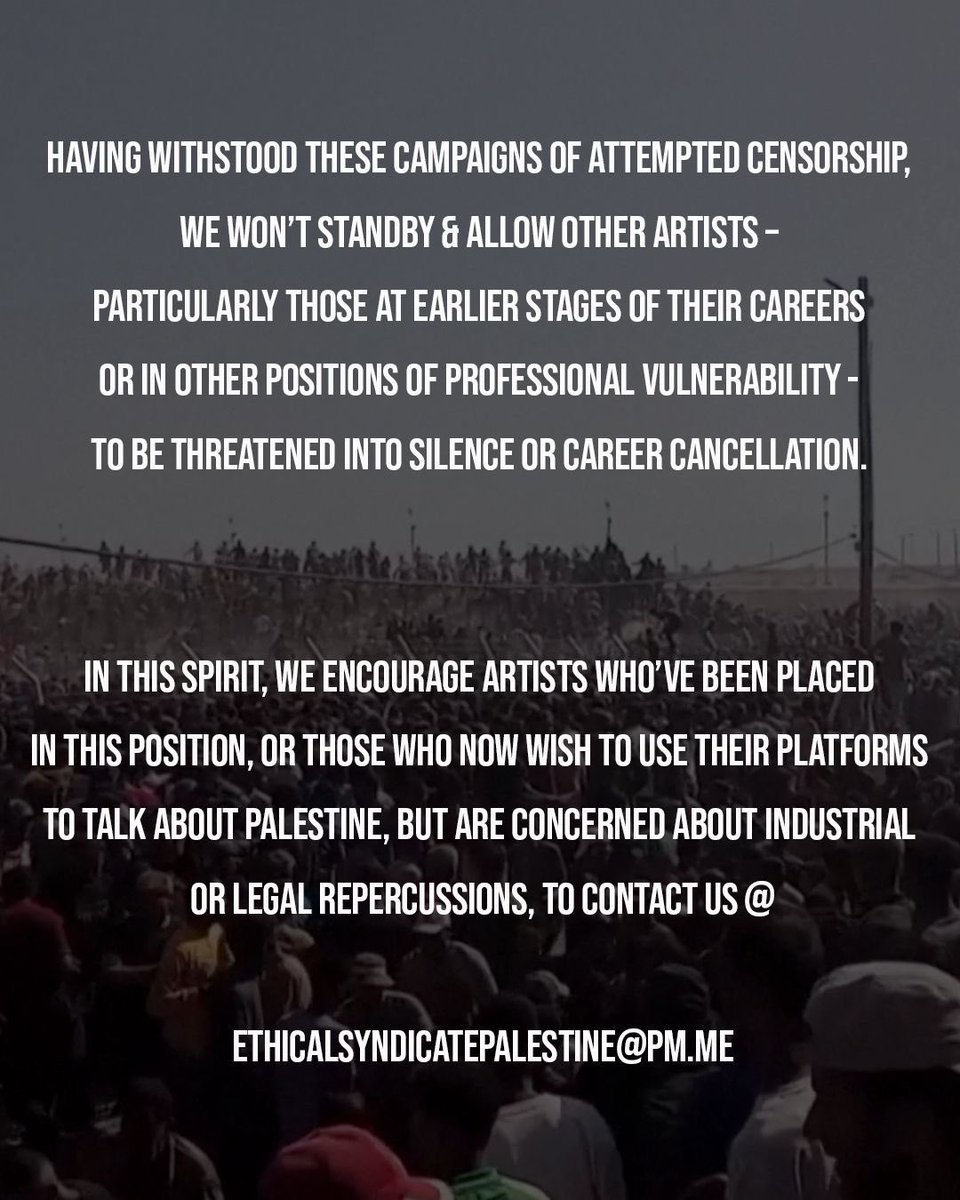 KNEECAP (@kneecapceol) on Twitter photo The organised and often secretive censorship of artists who speak up for Palestine/Gaza must end. <a href="/ByDonkeys/">Led By Donkeys</a>
Free Palestine 🇵🇸 The organised and often secretive censorship of artists who speak up for Palestine/Gaza must end. <a href="/ByDonkeys/">Led By Donkeys</a>
Free Palestine 🇵🇸