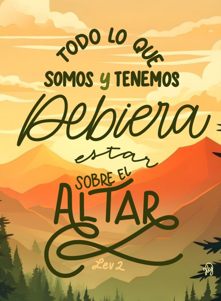 Levítico 2
Todo lo que somos debiera estar consagrado a Dios; todo lo que tenemos debiera estar sobre el altar.  

📌 En el servicio de Dios no podremos sustituir los planes de Dios con nuestros métodos, aunque para nuestro gusto éstos sean tan dulces como la miel. CBA
#rpsp