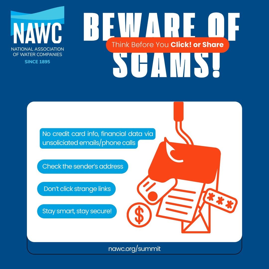 NAWCH2O's tweet image. Always be vigilant when it comes to the links you click on and the personal information you share. For NAWC, all communications will always come directly from us or our officially designated partners.
