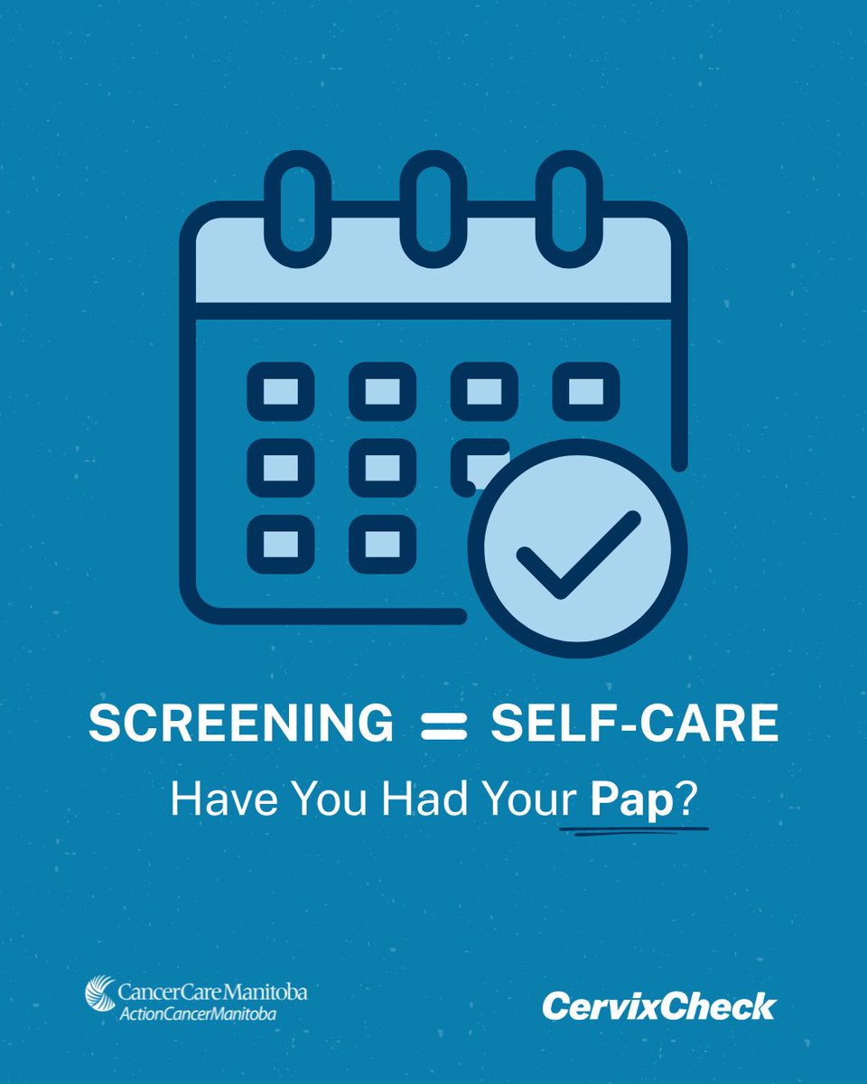 CancerCareMB's tweet image. Have you had your Pap?
If you're 21–69 and have ever had sexual contact, you may need a Pap test every 3 years.
It’s a simple step that can help detect cervical cancer early.
Find a clinic: cancercare.mb.ca/cervixcheck
#CervixCheck #PapTest #CancerPrevention #CervicalCancer