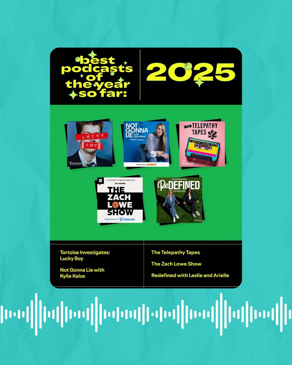 TelepathyTapes's tweet image. Thank you @spotify for naming The Telepathy Tapes one of the best podcasts of the year so far 🎉 Every other week, we’re dropping a new episode in our Talk Tracks series, diving deeper into the themes of Season 1.
And HUGE news: Season 2 premieres October 15!!! Mark your minds…