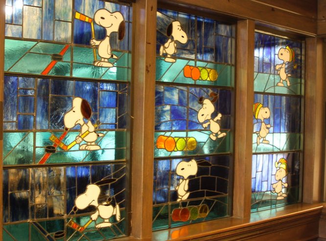 Snoopy stained glass