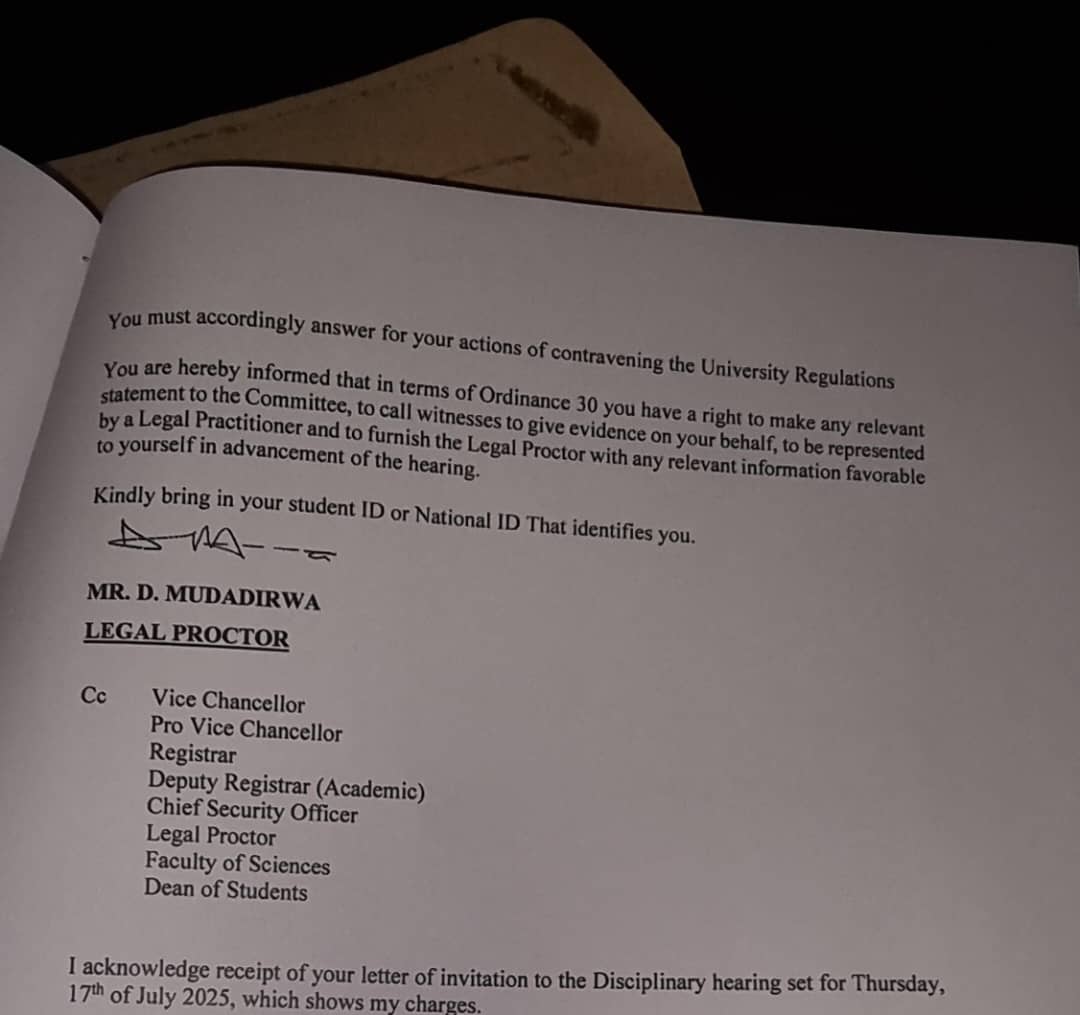 🔷EducationForAll 🔷
Tsitsi Mutamba is  student leader, who is  believer in  justice as one of our core values as the christian  constituency. We demand the Vice  Chancellor Mapfumo and the UZ  entire team to reconsider and reinstate her. Freedom of expression is a right.