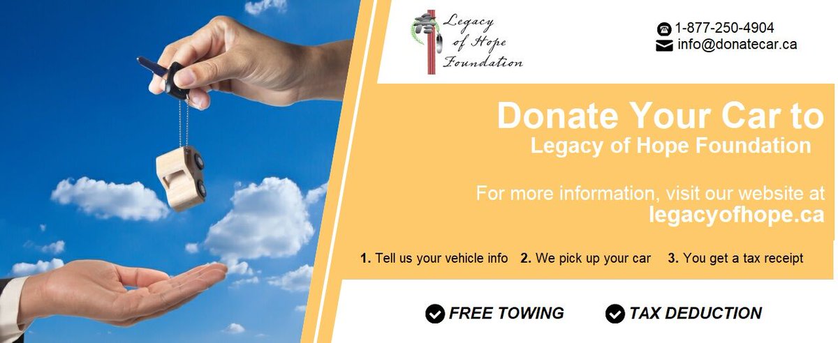 Legacy of Hope (@legacyhopefound) on Twitter photo 🎉We are incredibly grateful to announce our new partnership with <a href="/DonateCarCanada/">Donate A Car Canada</a> !🎉They are now accepting vehicle donations on behalf of LHF. They handle the entire process, from pickup to providing you with a tax-deductible receipt. 
bit.ly/44Uor8z
#CarDonation 🎉We are incredibly grateful to announce our new partnership with <a href="/DonateCarCanada/">Donate A Car Canada</a> !🎉They are now accepting vehicle donations on behalf of LHF. They handle the entire process, from pickup to providing you with a tax-deductible receipt. 
bit.ly/44Uor8z
#CarDonation