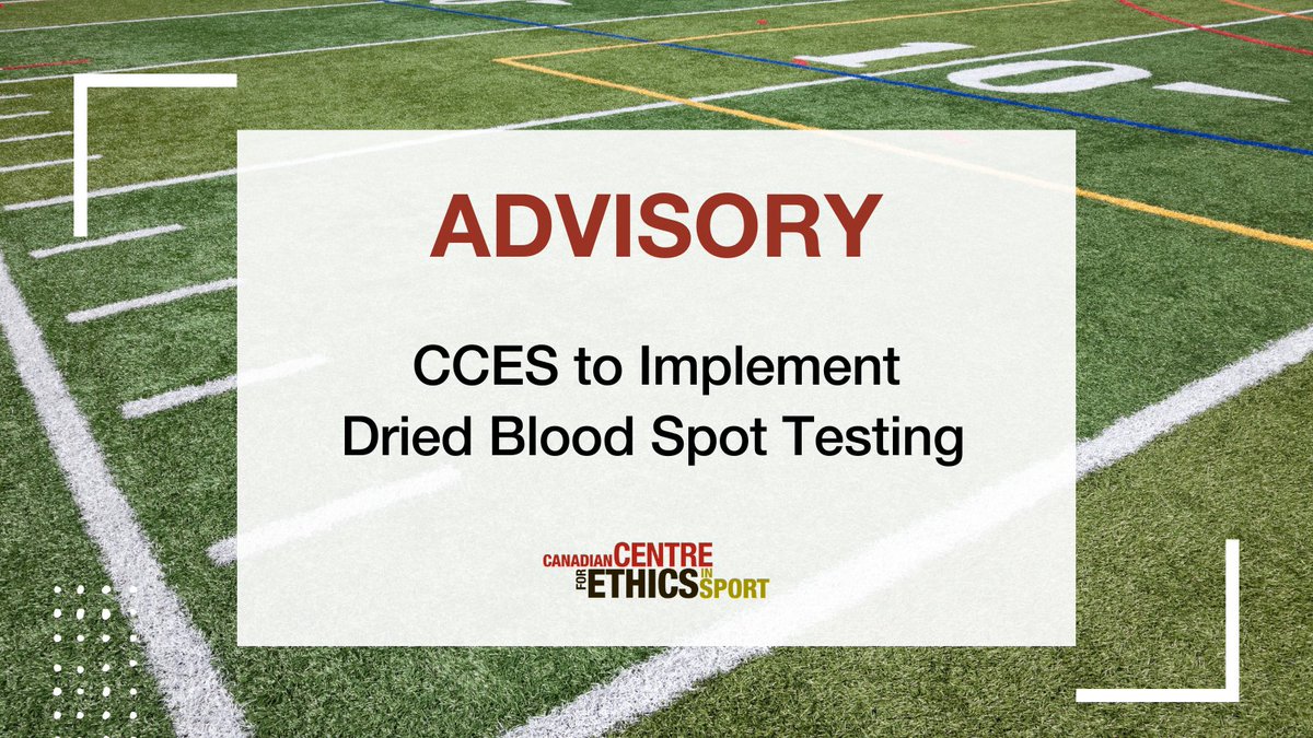 EthicsInSPORT's tweet image. 🚨 ADVISORY: CCES to Implement Dried Blood Spot Testing
The CCES is set to begin using dried blood spot (DBS) testing this summer as an additional method to detect the use of prohibited substances.
🔗 cces.ca/news/cces-impl…