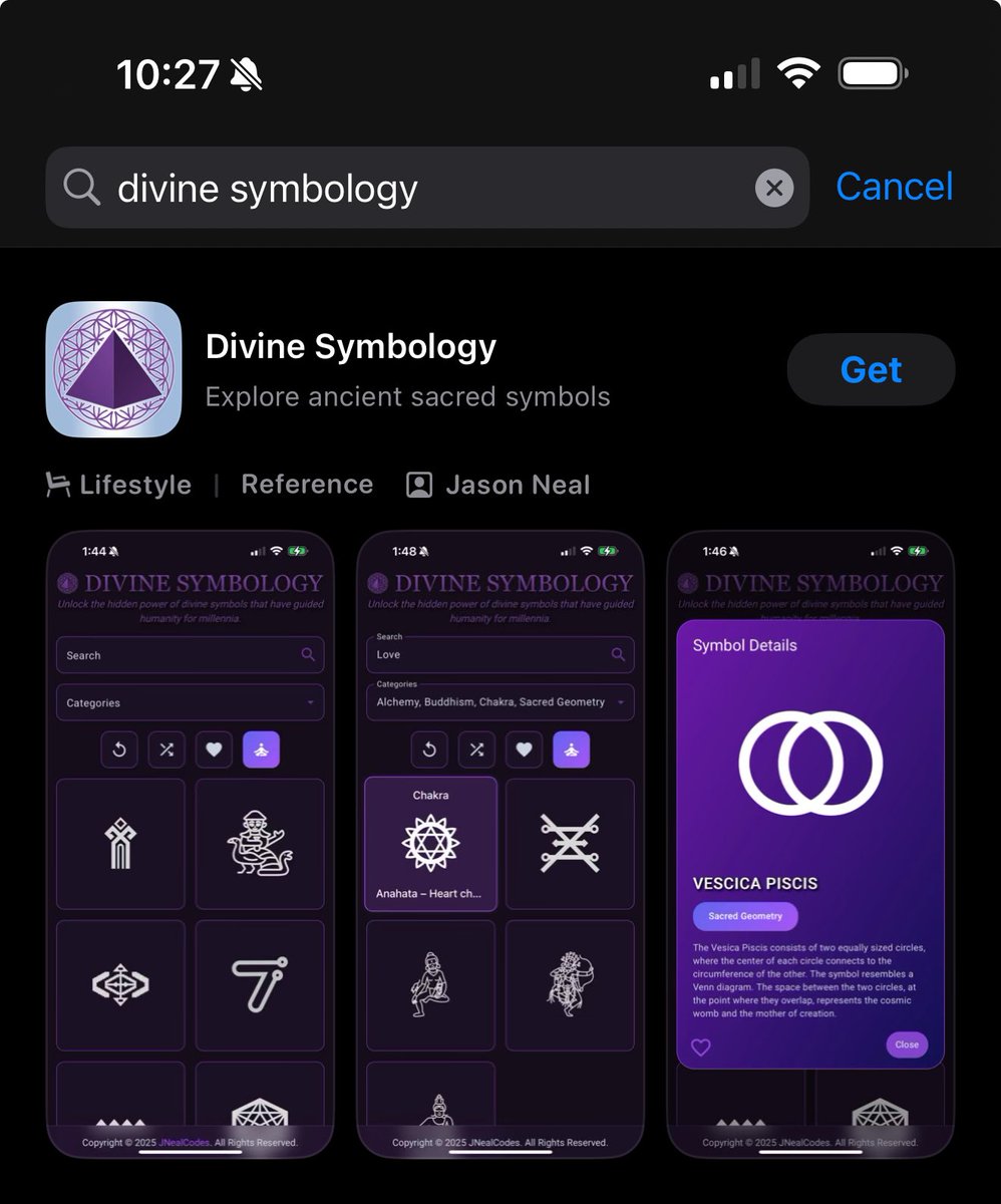 JasonNeal's tweet image. I finally launched my first iOS app! 🎉 It a free resource for learning about symbols used all throughout human history. 📐 apps.apple.com/us/app/divine-… Check it out and let me know what you think!