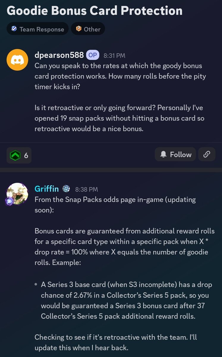 Griffin on the bonus card protection rate.
