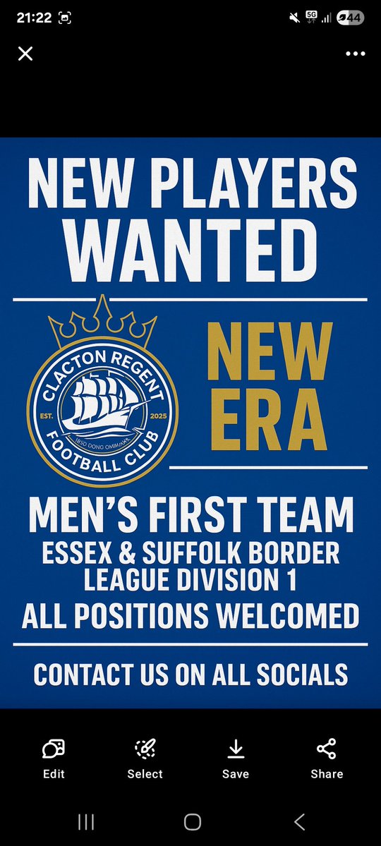 ClactonRegent's tweet image. We are still looking for players to bolster our squad. We are building something special and as a new club always looking to strengthen. Slide in to the DMs #RegentRise #NewEra