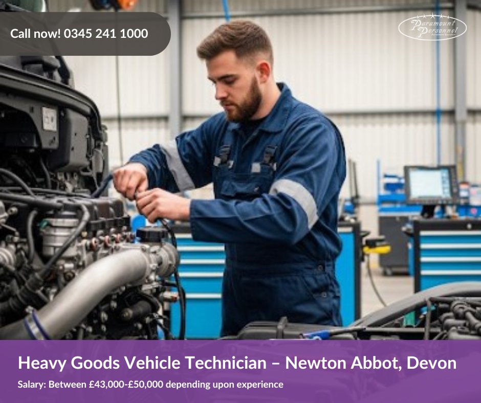 🚗🔧 Seeking a workplace where you're valued? A Newton Abbot workshop needs Heavy Goods Vehicle Technicians. Enjoy a friendly vibe &amp; great hours, plus overtime benefits! 🌟 Apply here: paramountpersonnel.com/vacancy/heavy-… #JobOpportunity #CareerGrowth