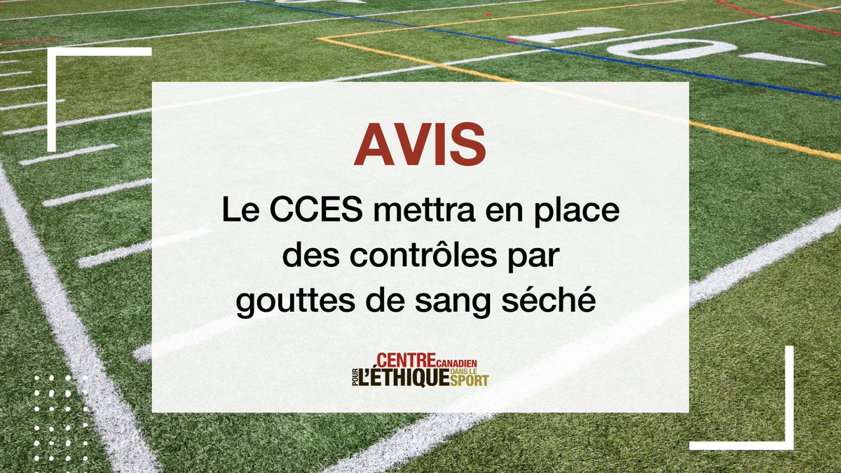 EthicsInSPORT's tweet image. 🚨 AVIS : Le CCES mettra en place des contrôles par gouttes de sang séché
Cet été, le CCES commencera à recourir à une nouvelle méthode de contrôle par gouttes de sang séché pour détecter l’usage de substances interdites.
🔗 cces.ca/fr/news/le-cce…
