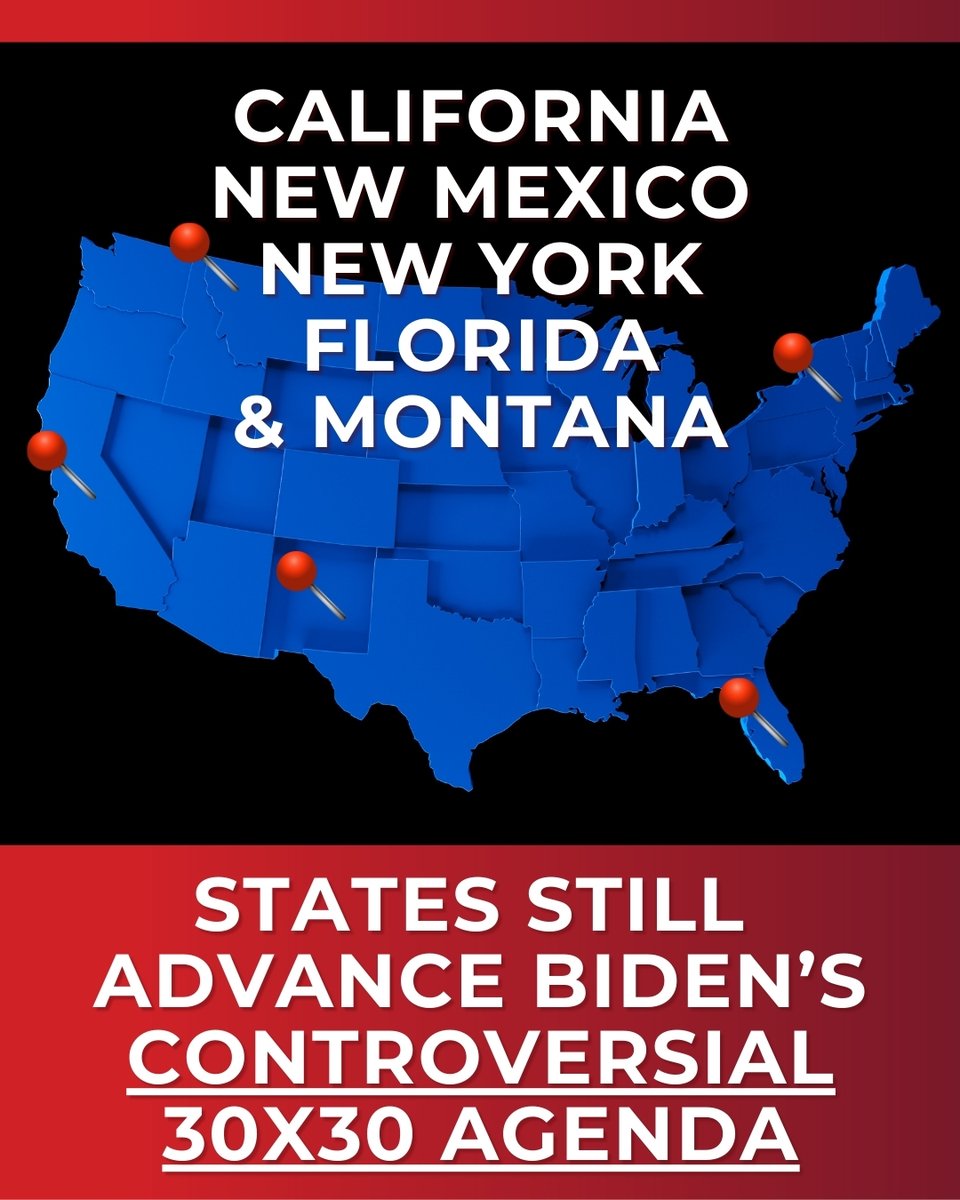 ASL_Liberty's tweet image. The Trump administration rescinded Biden’s 30×30 (America the Beautiful) scheme on day one of his second term in office, but multiple states continue the destructive path to permanently set-aside 30 percent of their lands and waters by 2030.
Read more here:…