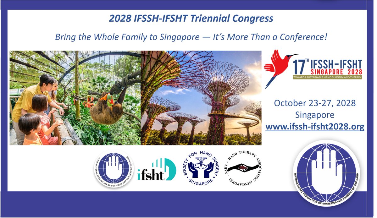 IFSSHand's tweet image. Why not make the IFSSH-IFSHT 2028 a family adventure! 🇸🇬 From Gardens by the Bay to Chinatown and the Singapore Zoo, Singapore is a perfect destination for the whole family!🔗 Visit ifssh-ifsht2028.org for updates!🌍🤝🌍. #HandSurgery #IFSSH2028 #IFSHT2028 @ifshandtherapy
