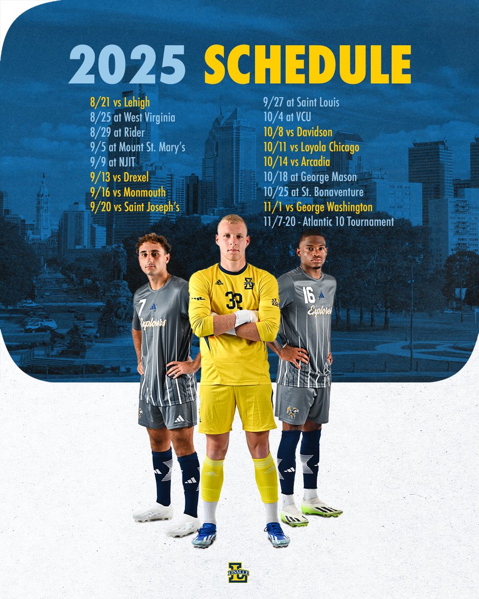 LaSalle_MSOC's tweet image. Our 2️⃣0️⃣2️⃣5️⃣ Schedule is here!