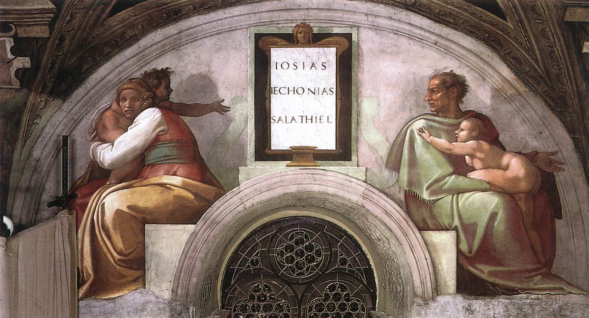 fanmichelangelo's tweet image. The Ancestors of Christ: Jechoniah, Shealtiel #artbots #michelangelo