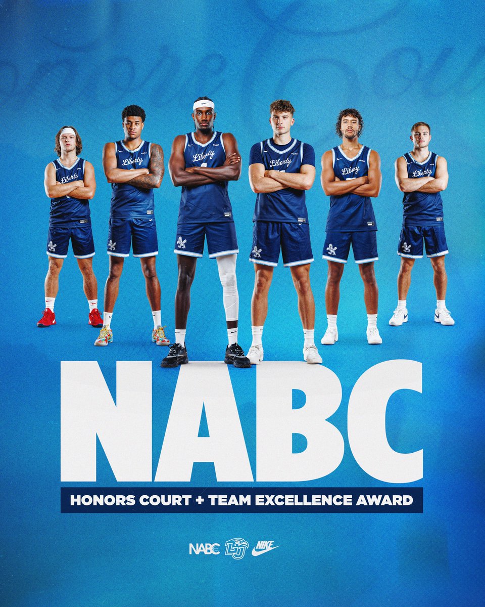 LibertyMBB's tweet image. Congrats to our 6️⃣ @NABC1927 Honors Court recipients!📚
Additionally, we received the Team Academic Excellence Award for a 7️⃣th straight year.📝
📰: libertyflames.co/40V4iOo