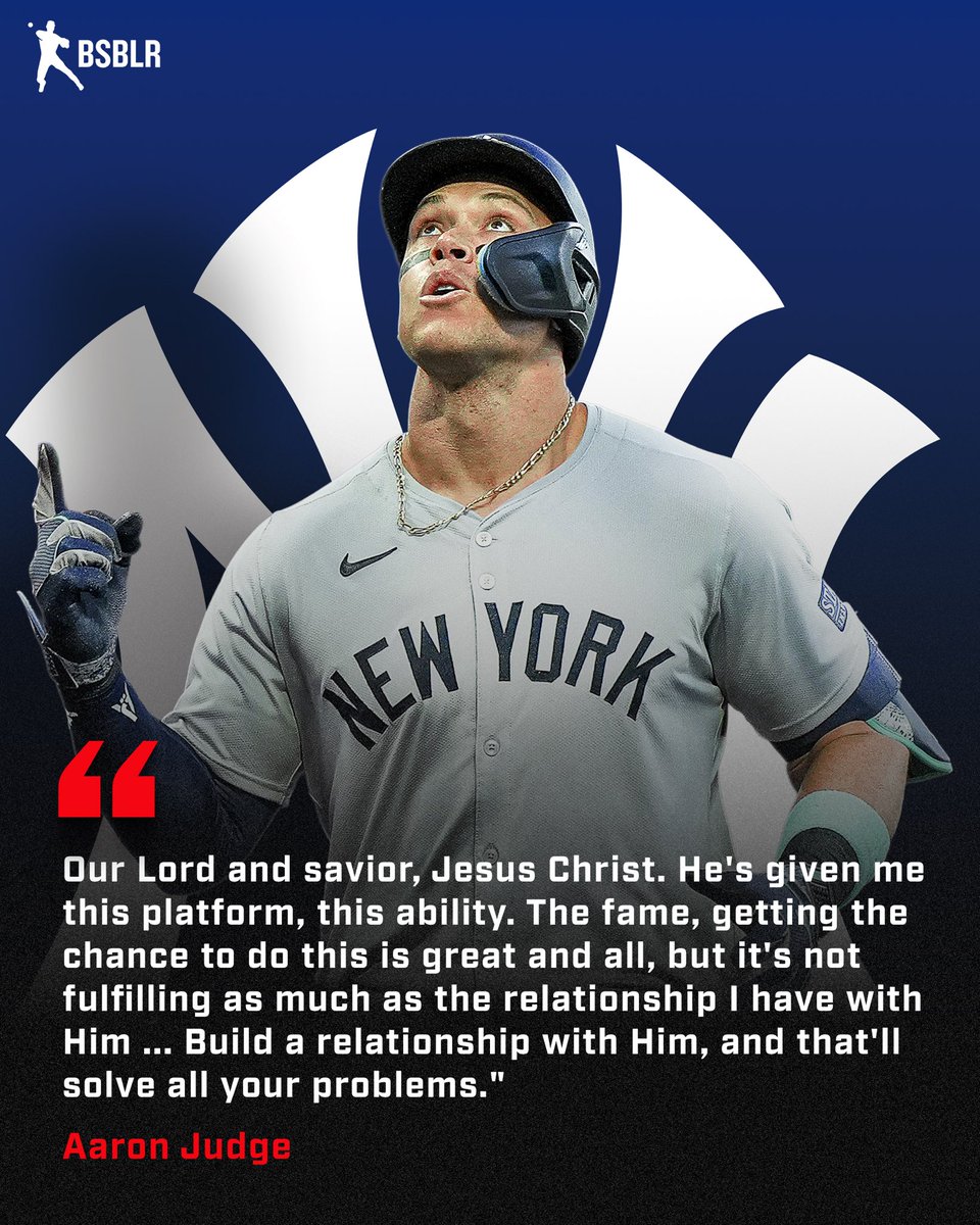 BasebaIlKing's tweet image. Aaron Judge says that his relationship with Jesus Christ is more fulfilling to him than anything he has accomplished in his career 🙏