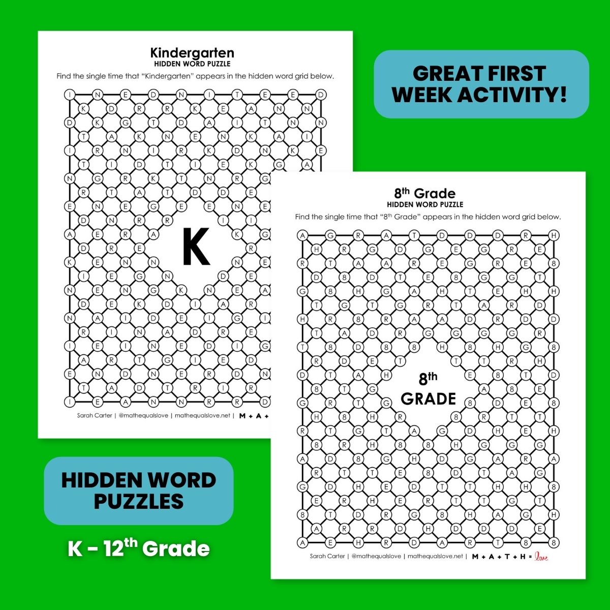 Grade Level Hidden Word Puzzles - I created these from kindergarten all the way through 12th grade. Perfect for the first week of school! 

mathequalslove.net/grade-level-hi…

#mtbos #iteachmath #puzzlingclassroom #firstdayofschool #firstweekofschool