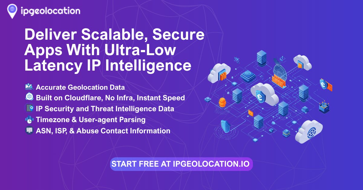 ipgeolocationio's tweet image. Get geolocation, IP security data (VPN, proxy, Tor), ASN, and ISP info, all with the least latency.
Built on Cloudflare’s Anycast network, ipgeolocation.io handles millions of daily queries. No infra needed.
Learn more:ipgeolocation.io

#IPGeolocation #CyberSecurity