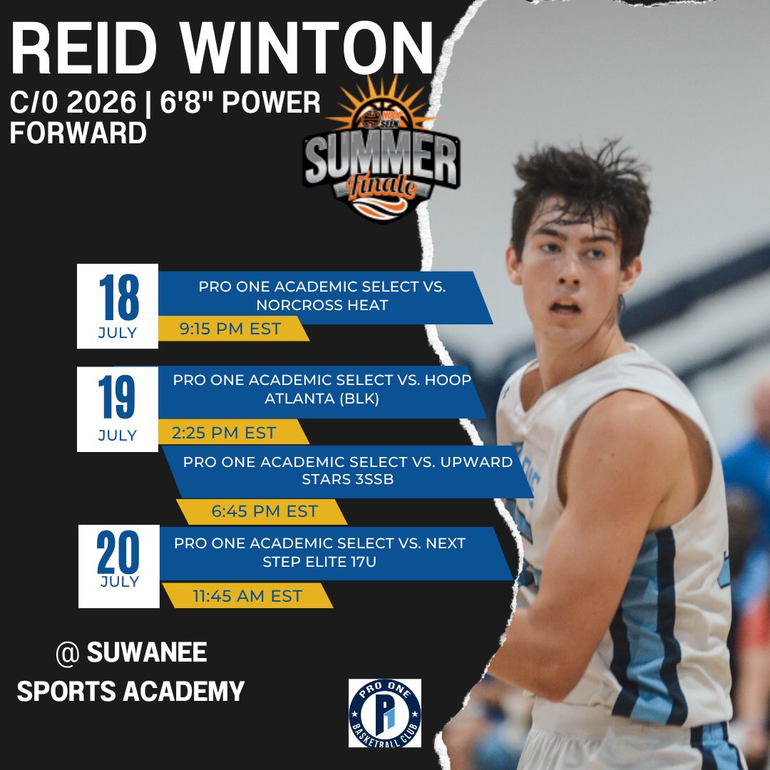 ReidWinton45's tweet image. Schedule for last tournament at Suwanee Sports Academy with @Pro1Basketball