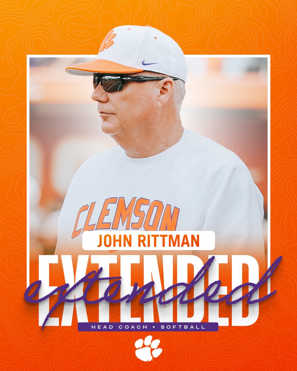 clemsonsoftball's tweet image. Locked in and leading the Tigers!
Head Coach John Rittman will continue to lead our program through the 2031 season!
📰 clemsontigers.com/rittman-kwolek…