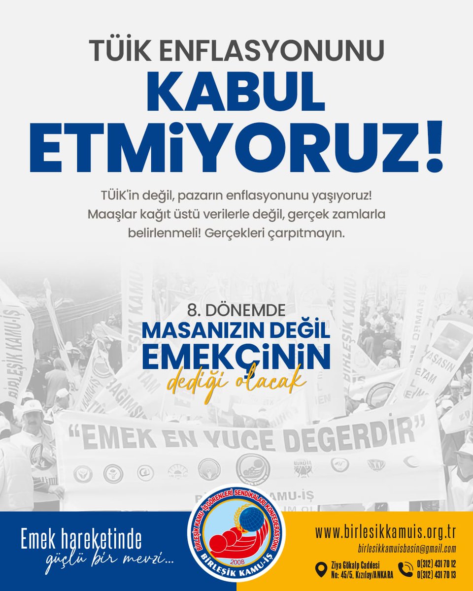 #emekçinindediği
TÜİK'in değil, pazarın enflasyonunu yaşıyoruz!