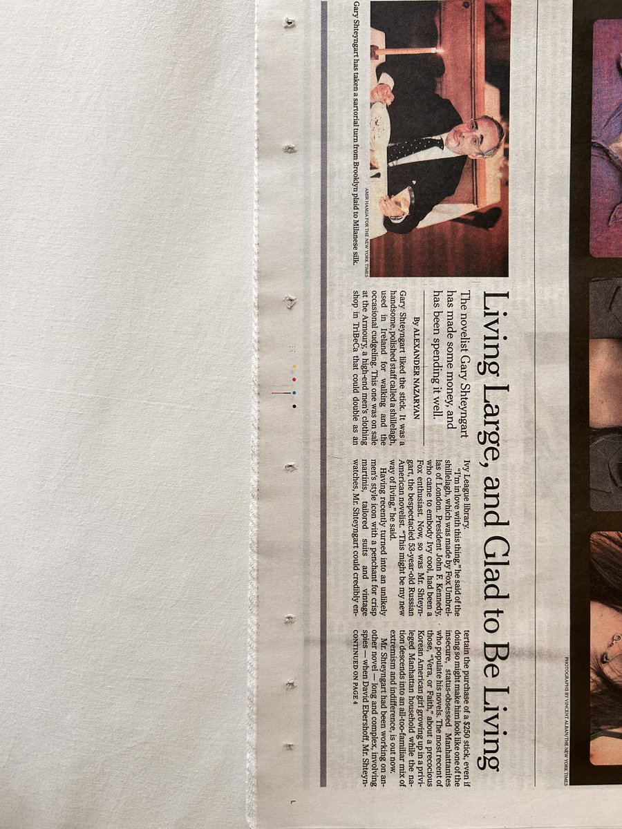 Shteyngart's tweet image. On the front page of the paper of record! And with a non-triggering headline!