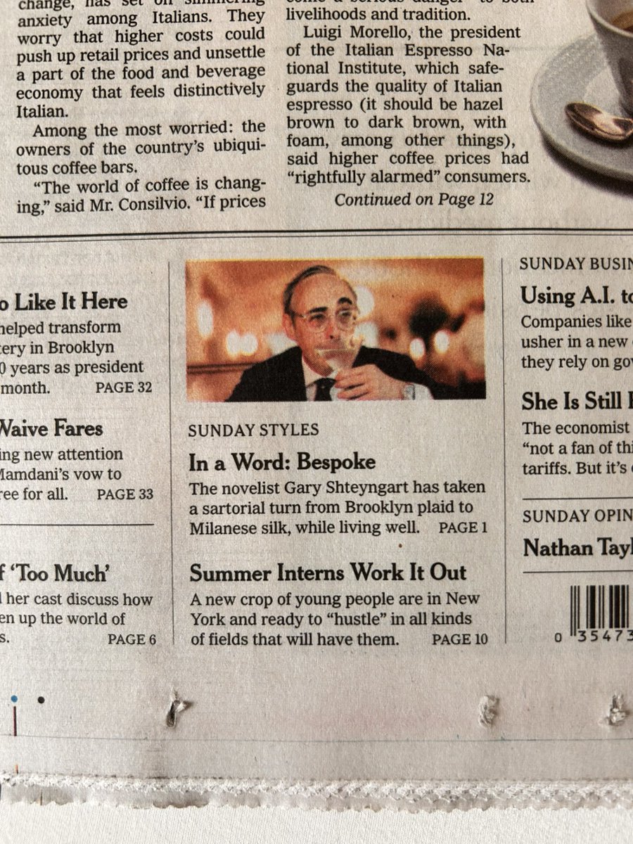Shteyngart's tweet image. On the front page of the paper of record! And with a non-triggering headline!