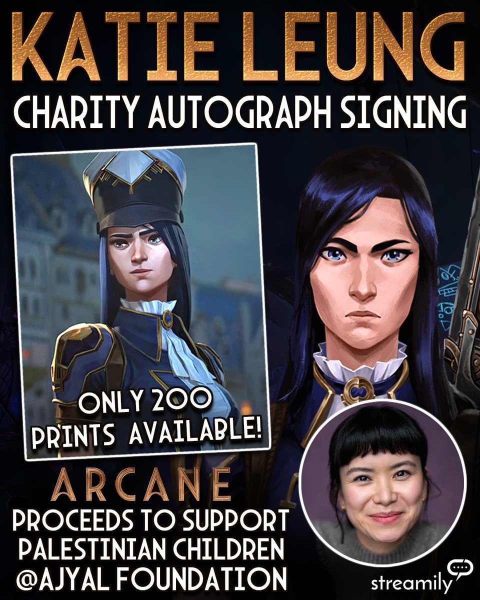 StreamilyLive's tweet image. 🚨For a limited time only, grab a 50% OFF autograph from Katie Leung🚨
Limited prints will be available! Proceeds going to Ajyal Foundation (@ajyalfoundation).
.
hubs.la/Q03xJz8P0
.
#KatieLeung #Arcane #ArcaneNetflix #ArcaneCaitlyn #LeagueOfLegends #ArcaneFans #ViAndCaitlyn