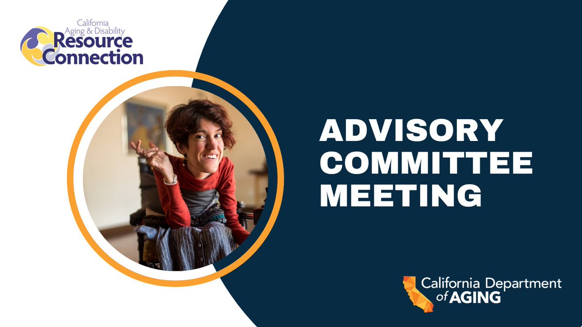 CalAging's tweet image. 📢 #Reminder Tomorrow, July 18 at 10 a.m. (PT)
The purpose of CA’s Aging & Disability Resource Connection Advisory Committee is to engage stakeholders in identifying strategies for the ADRC/No Wrong Door model in CA & more.
Register via Zoom: bit.ly/4l6lPLW