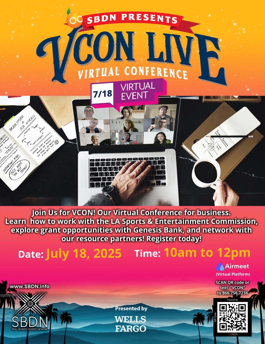 CaliforniaOSBA's tweet image. ๐ฃ CalOSBA is a proud resource partner for VCON โ a virtual conference for business!
โ
Learn from LA Sports & Entertainment Commission
โ
Explore grants with Genesis Bank
โ
Connect with biz resources
๐
Register now: ow.ly/NYfO50WrooU
#SmallBusinessSupport #VCON2025