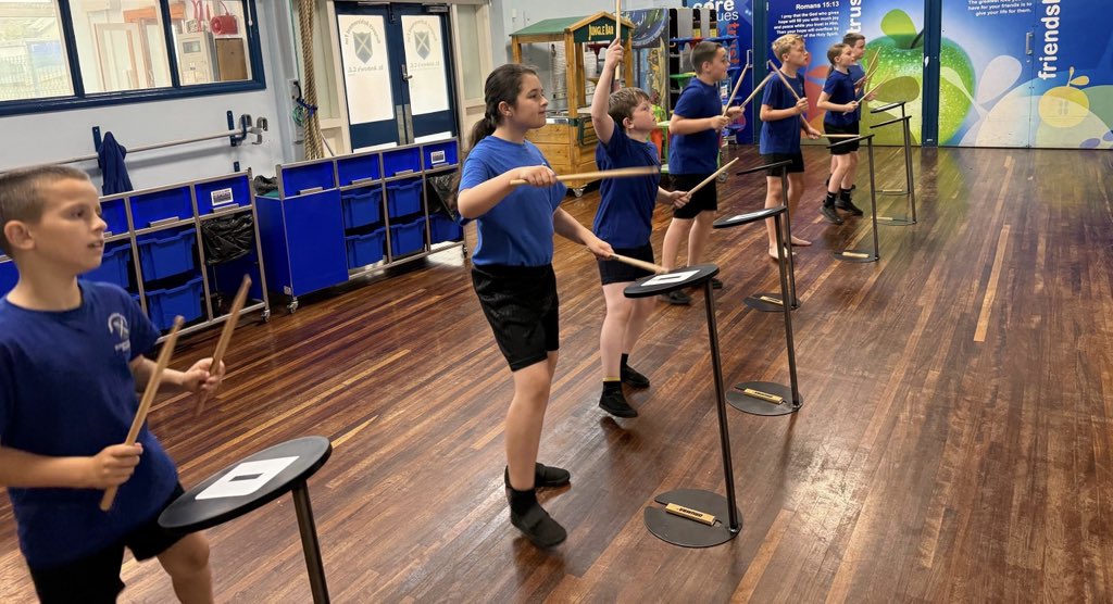 standrewscep's tweet image. In PE, Class 5a enjoyed Drumba for the first time. 🥁 🌟