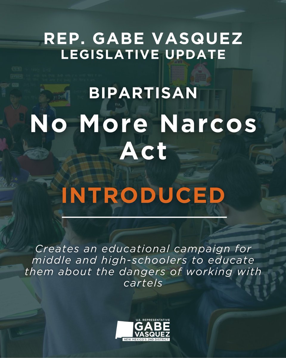 RepGabeVasquez's tweet image. Public safety is one of my top priorities as your representative in Southern New Mexico. I am proud to introduce two bipartisan bills that address the continued threat of cartels and coyotes in our border communities, while promoting transparency among our border enforcement…