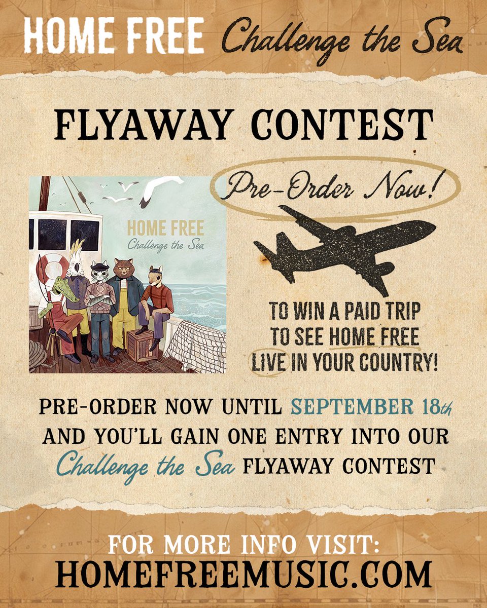 HomeFreeGuys's tweet image. Not only do you get the album early… but EVERY single pre-order automatically enters you into our Flyaway Contest!! ✈️✈️✈️
We’ll be picking a grand prize winner who will get 2 roundtrip flights, 2 nights of hotels, and 2 UVIP tickets to meet us backstage!!
More details now at…