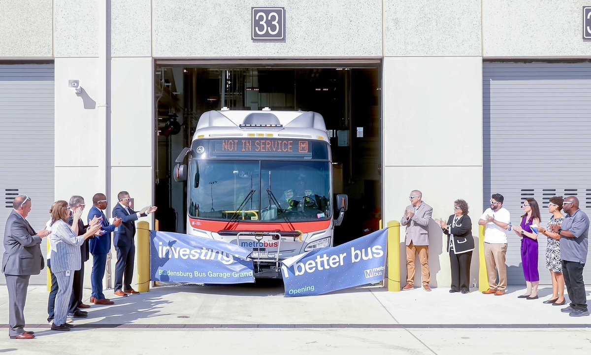 wmataGM's tweet image. 🚌 is the backbone of our region. We appreciate @FTA_DOT for their investment partnership. Thx @CMZParker5 & Board Member Worth for joining our opening of Bladensburg Bus Garage! A new safe & efficient facility for our team that will improve the service we provide our customers!