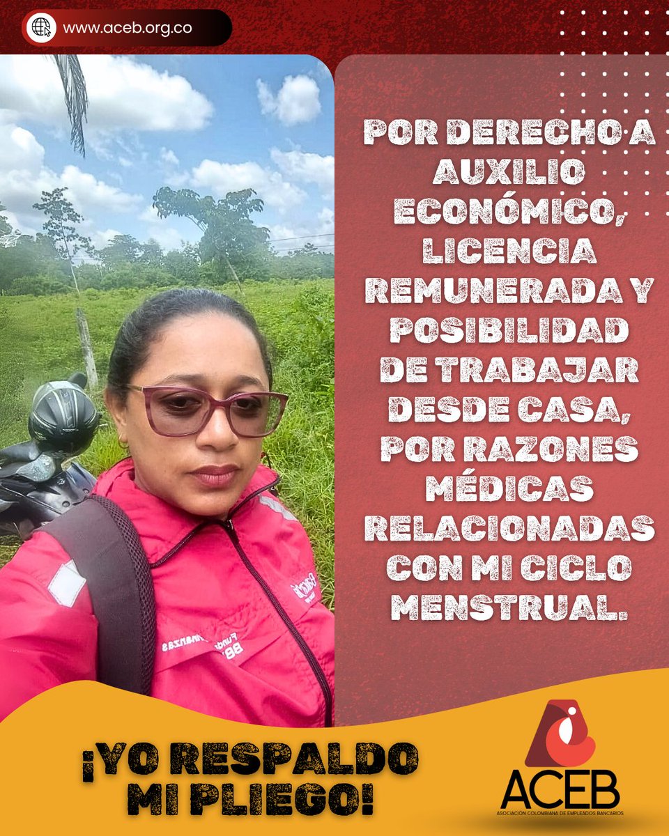 📢 Las trabajadoras bancarias tienen derecho a cuidar su salud menstrual sin perder ingresos ni exponerse a malestares en el trabajo.

✊ En el pliego de peticiones, ACEB y <a href="/ASEFINCO/">ASEFINCO</a>  le exigimos a Bancamía medidas con enfoque de género y condiciones laborales dignas para todas.