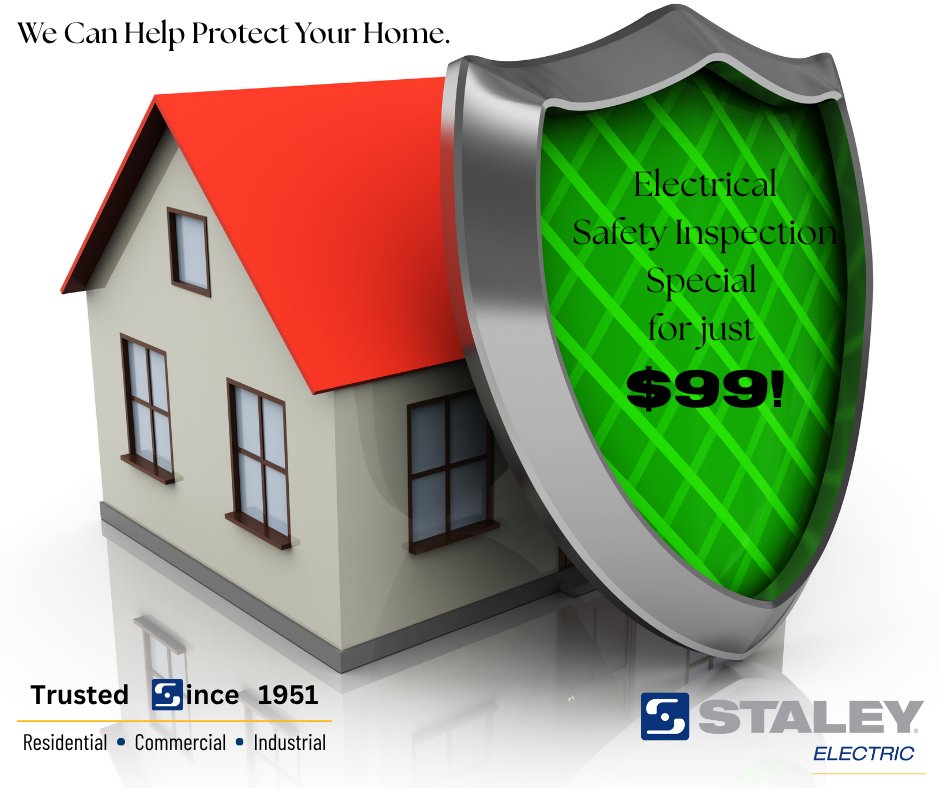 Staley_Electric's tweet image. ⚡️Beat the heat safely! For just $99, get a full summer Electrical Safety Inspection from Staley Electric. Protect your most important asset — your home!
Ends July 31.
📞 Call 501-565-3006
#ElectricalSafety #HomeProtection #StaleyElectric