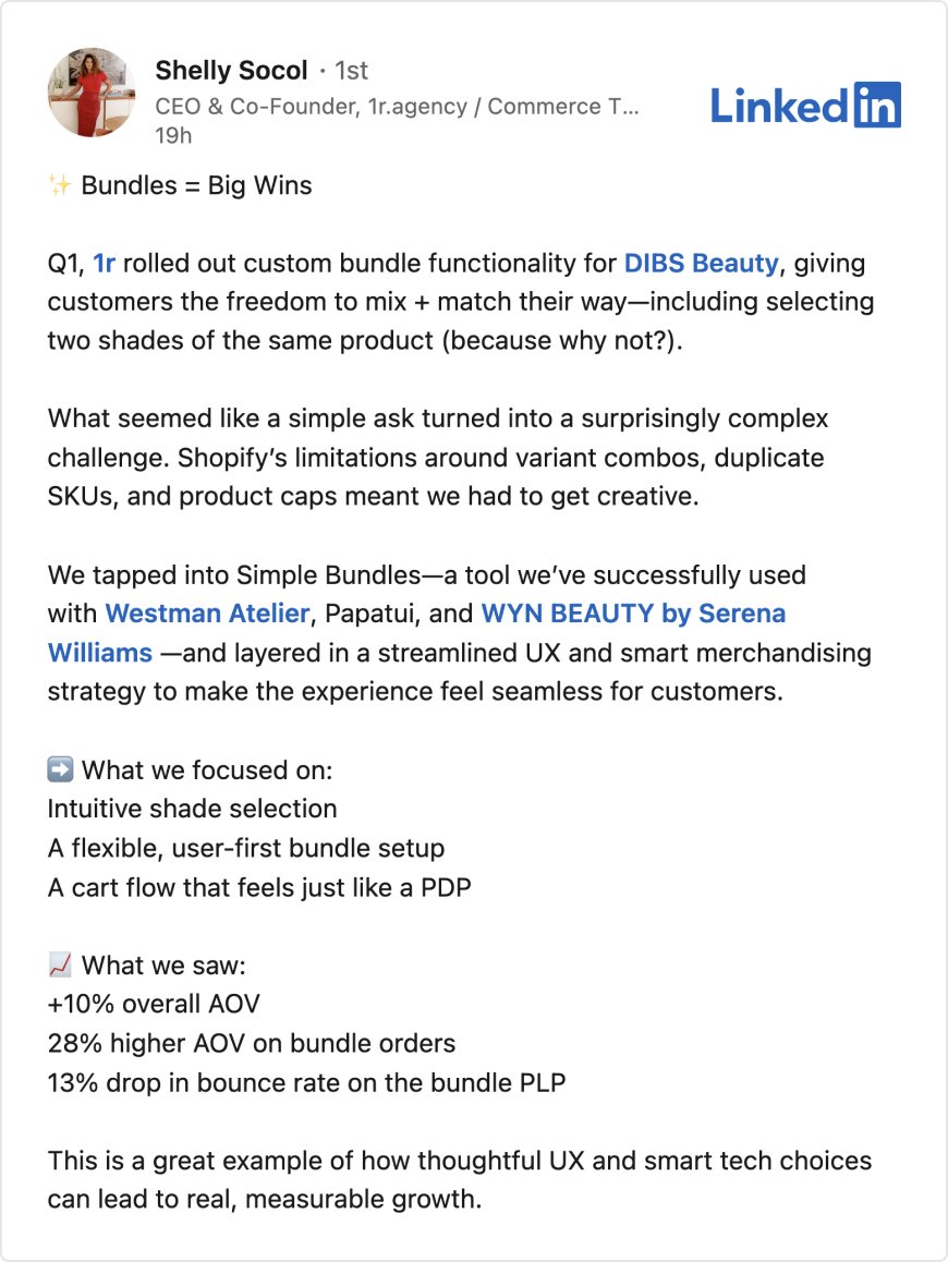 Lichen Zhang (@lichen_z) on Twitter photo More @shopify beauty brands in our repertoire: DIBS Beauty, WYN Beauty by Serena Williams, and Westman Atelier. 1r Agency has created some of the most delightful shopping and bundling experiences we've ever seen.
Posts like this make our day <a href="/SimpleBundles/">Simple Bundles</a> 🦋 More @shopify beauty brands in our repertoire: DIBS Beauty, WYN Beauty by Serena Williams, and Westman Atelier. 1r Agency has created some of the most delightful shopping and bundling experiences we've ever seen.
Posts like this make our day <a href="/SimpleBundles/">Simple Bundles</a> 🦋