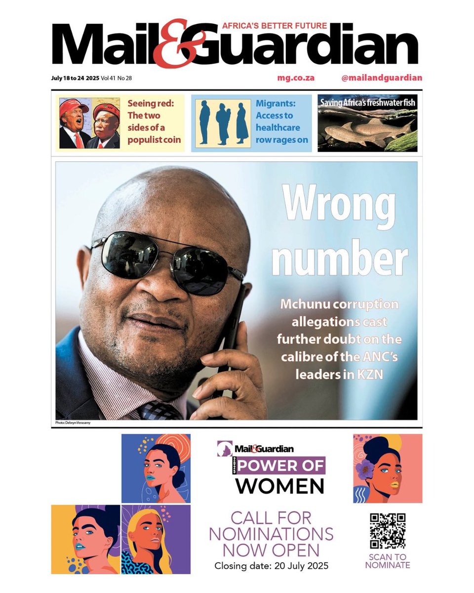 mailandguardian's tweet image. Wrong number: Mchunu corruption allegations cast further doubt on the calibre of the ANC's leaders in KZN.
Get your copy of this week's M&G and subscribe at mg.co.za/subscribe-to-m… …for more!